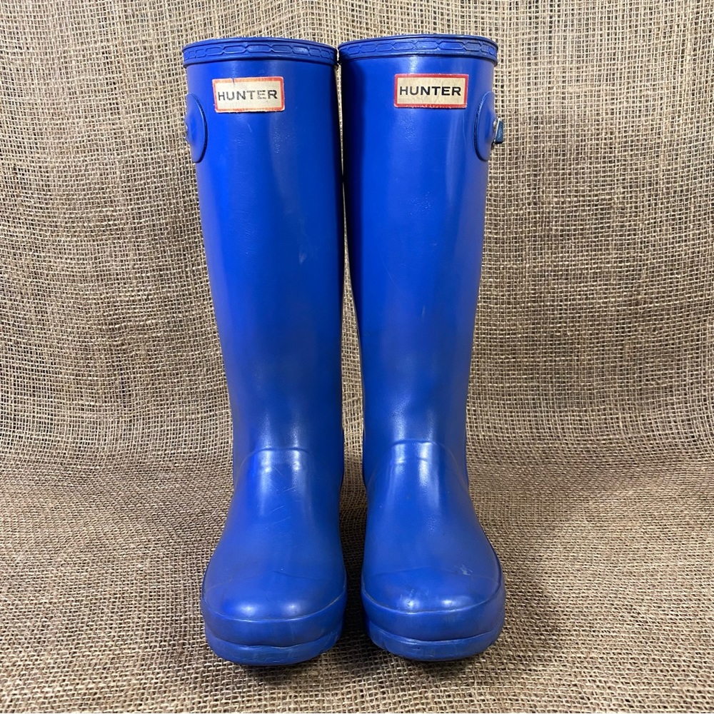 Hunter Rain Boots Original Blue Rubber Tall Pull On Waterproof Size 5 - Picture 7 of 11